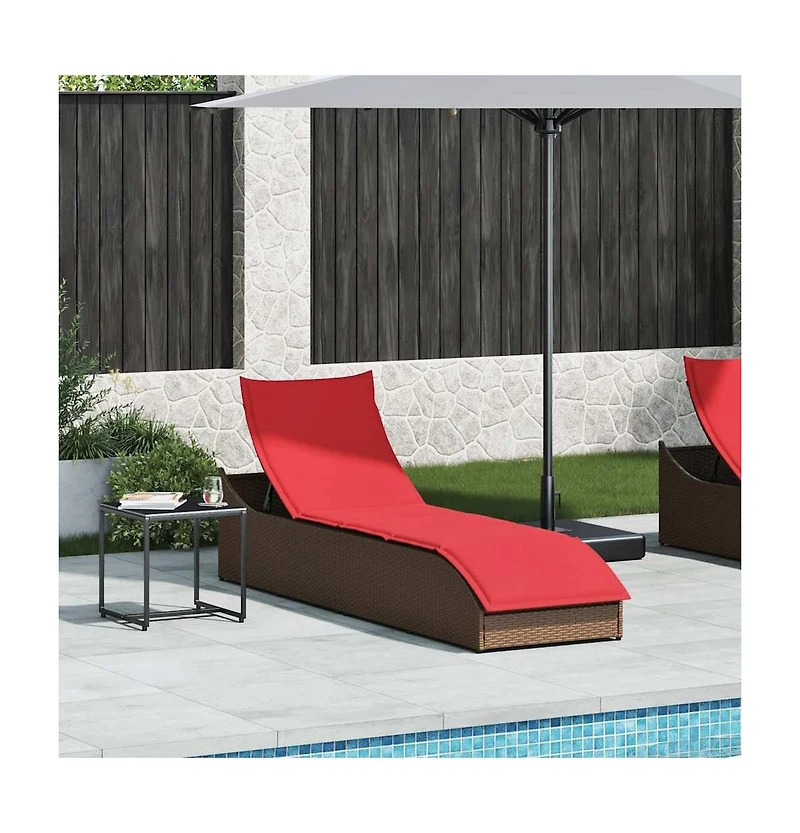 vidaXL Folding Sun Lounger with Cushion and Storage Brown Poly Rattan