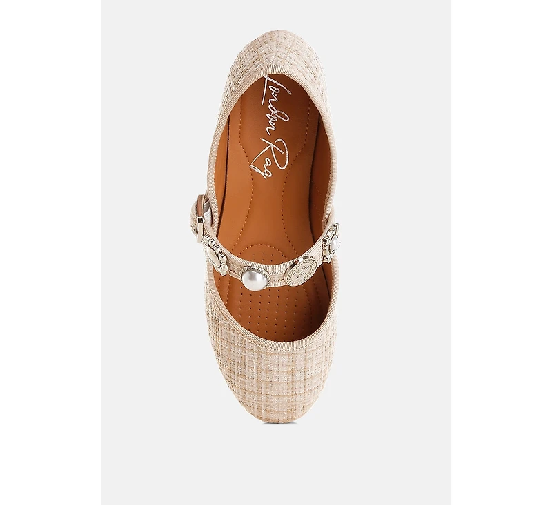Noyama Charms Embellished Tweed Mary Janes Women