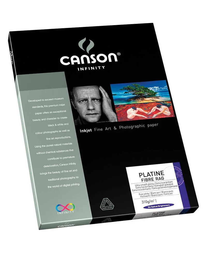 Canson Infinity Infinity Platine 100% Fibre Rag Bright White Smooth Satin Inkjet Paper, 310gsm, 8.5x11", 10 Sheets