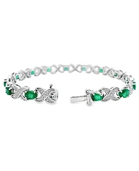 Macy's Oval Emerald (5.60 ct. t.w.) and Diamond Bracelet (0.005 ct. t.w.) in Sterling Silver