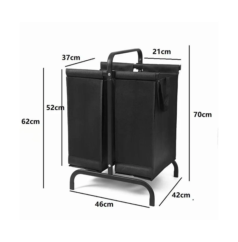 Chic Crate-2-Tier 110L Laundry Hamper Oxford Basket w/ Lid + Sorting Cards | Clothes/Toys Storage | Black