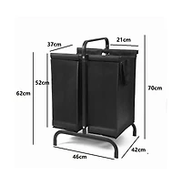 Chic Crate-2-Tier 110L Laundry Hamper Oxford Basket w/ Lid + Sorting Cards | Clothes/Toys Storage | Black