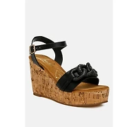London Rag Emelda Chain Link Detail Wedge Sandals Women