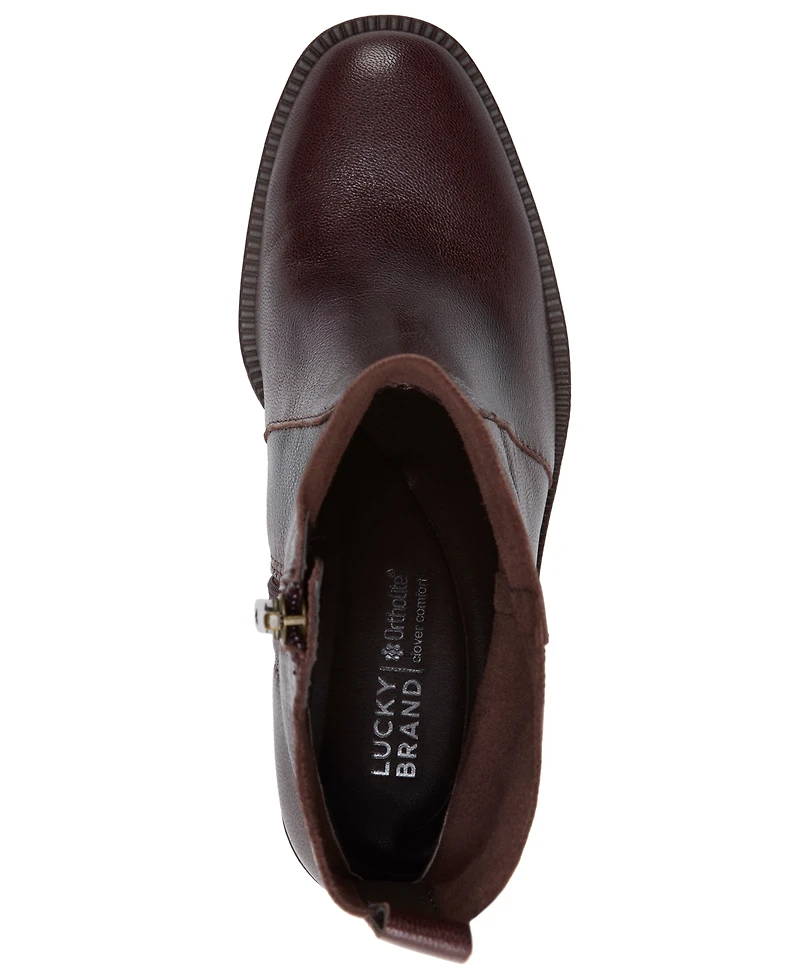 Lucky Brand Women's Alivia Almond Toe Stacked Heel Booties