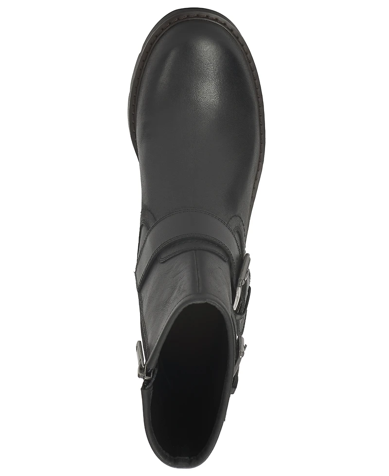 Lucky Brand Women's Migyn Buckle Round Toe Moto Lug Sole Booties