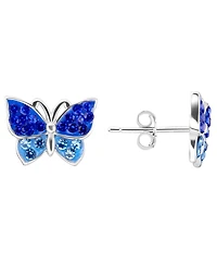 Macy's Crystal Butterfly Stud Earrings (1.0032 ct. t.w.) in Sterling Silver