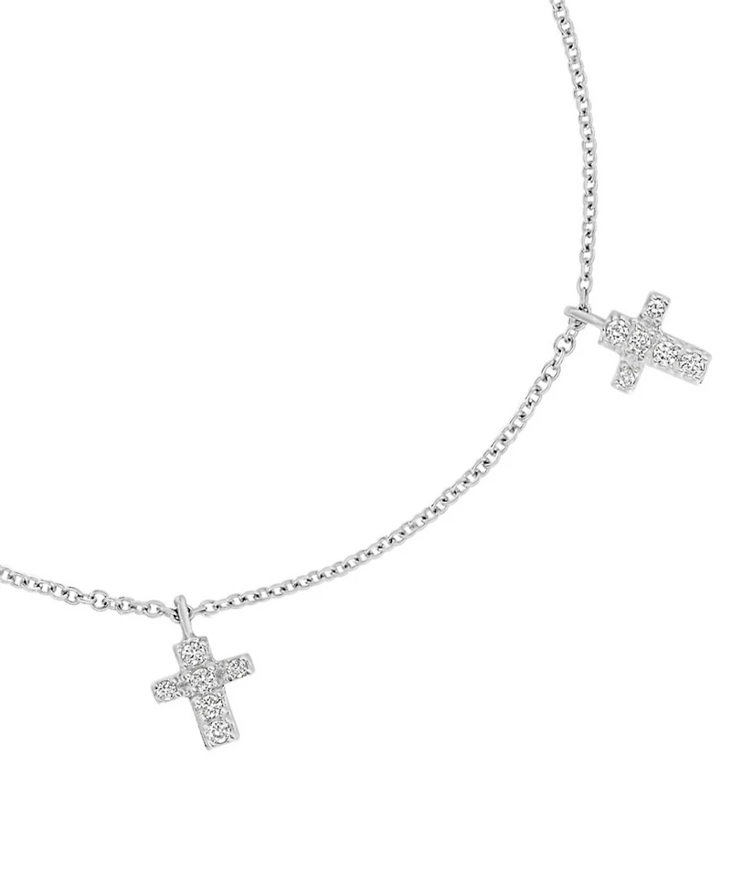 Macy's Cubic Zirconia Cross Bracelet (0.24 ct. t.w.) in Sterling Silver