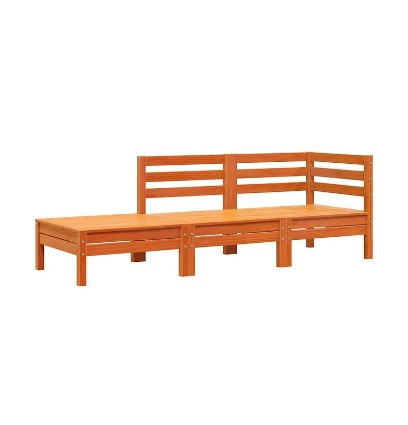 vidaXL Garden Sofa Wax Brown Solid Pine Wood 3-Seater Modular