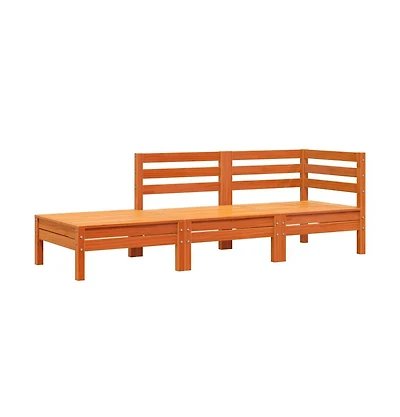 vidaXL Garden Sofa Wax Brown Solid Pine Wood 3-Seater Modular