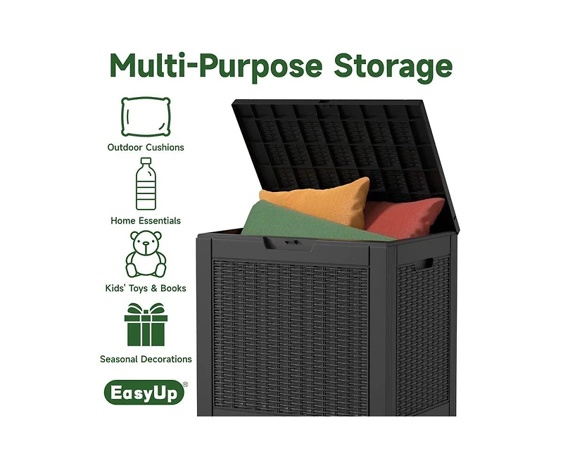 Chic Crate - StormForce Compact 30Gal Deck Box - Waterproof Nano-Resin w/ SecureLatch Pro & SpaceSaver Design - Patio Furniture/Kids Toys Storage