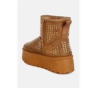 Xoras Chunky Rhinestones Ankle Boots Women