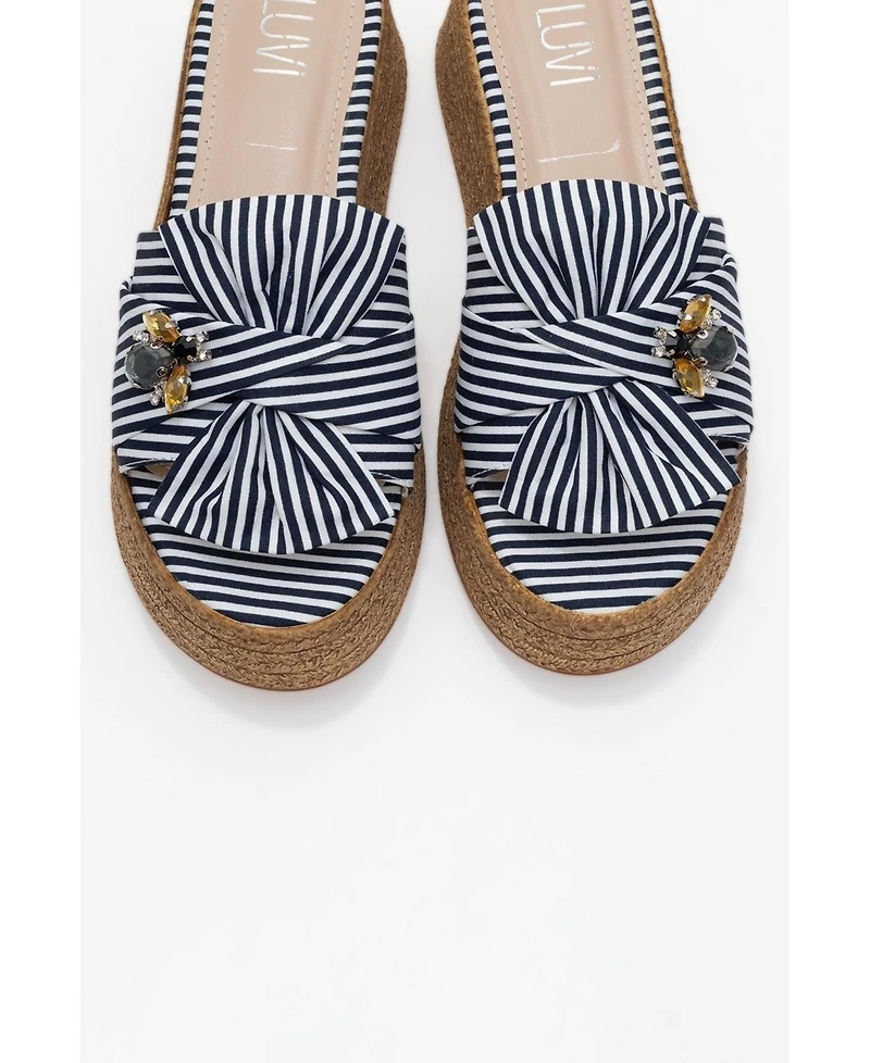 Prologue Shoes Shara Braided Bow & Bee Buckle Platform Sandal (Women)