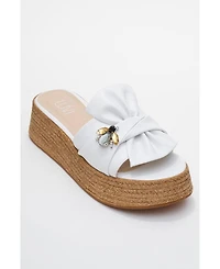 Prologue Shoes Shara Braided Bow & Bee Buckle Platform Sandal (Women)