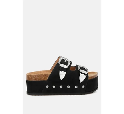 London Rag Zaphod Faux Leather Flatform Slip Ons Women