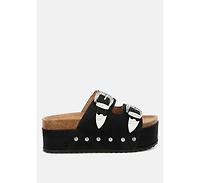 London Rag Zaphod Faux Leather Flatform Slip Ons Women