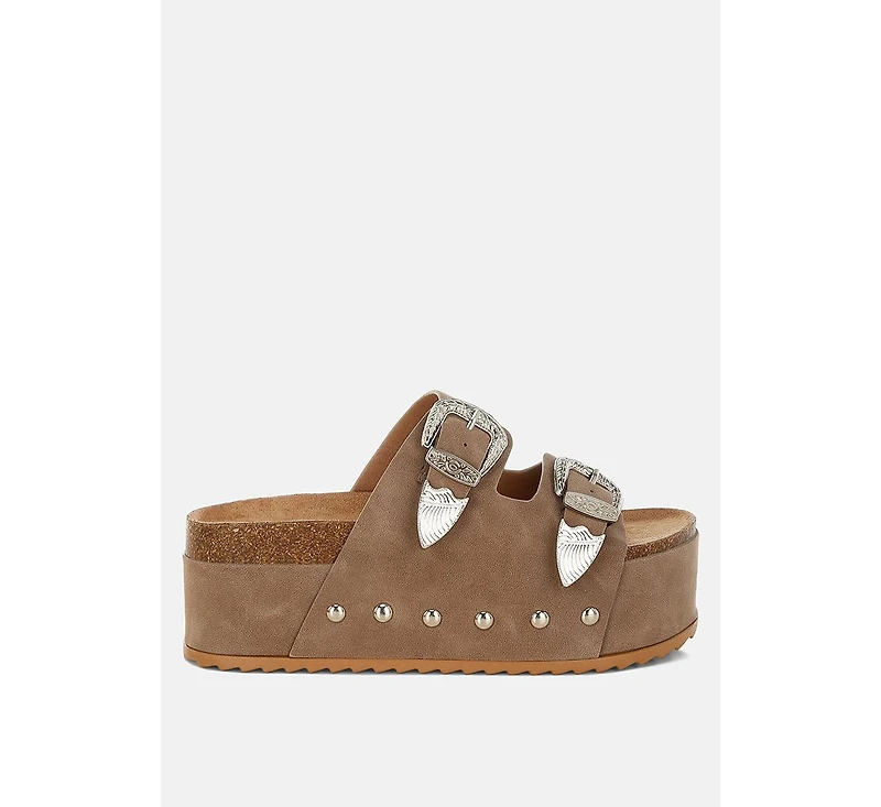 London Rag Zaphod Faux Leather Flatform Slip Ons Women