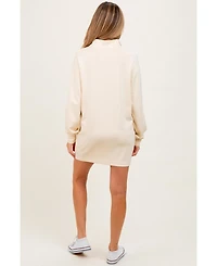 Pinkblush Maternity Cream Half Zip Long Sleeve Mini Dress