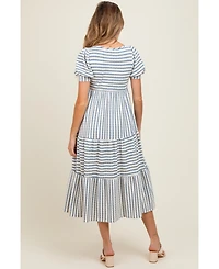 Pinkblush Maternity Striped Short Sleeve Tiered Maxi Dress