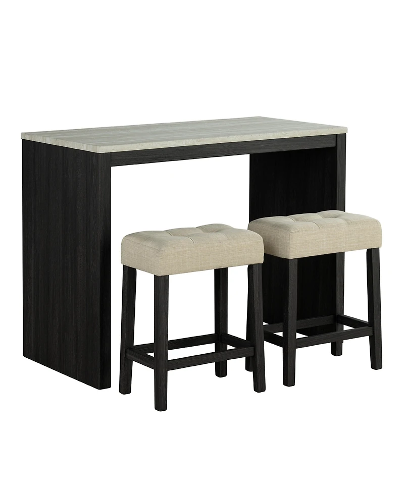 Boyel Living 3-Piece Bar Table and Chairs Set Tall Dining Table with Upholstered Bar Stool for Living Room Kitchen