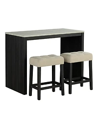 Boyel Living 3-Piece Bar Table and Chairs Set Tall Dining Table with Upholstered Bar Stool for Living Room Kitchen