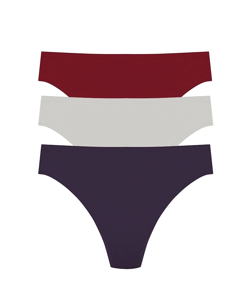 Natori Women's Bliss Bare Cotton Thong 3 Pack