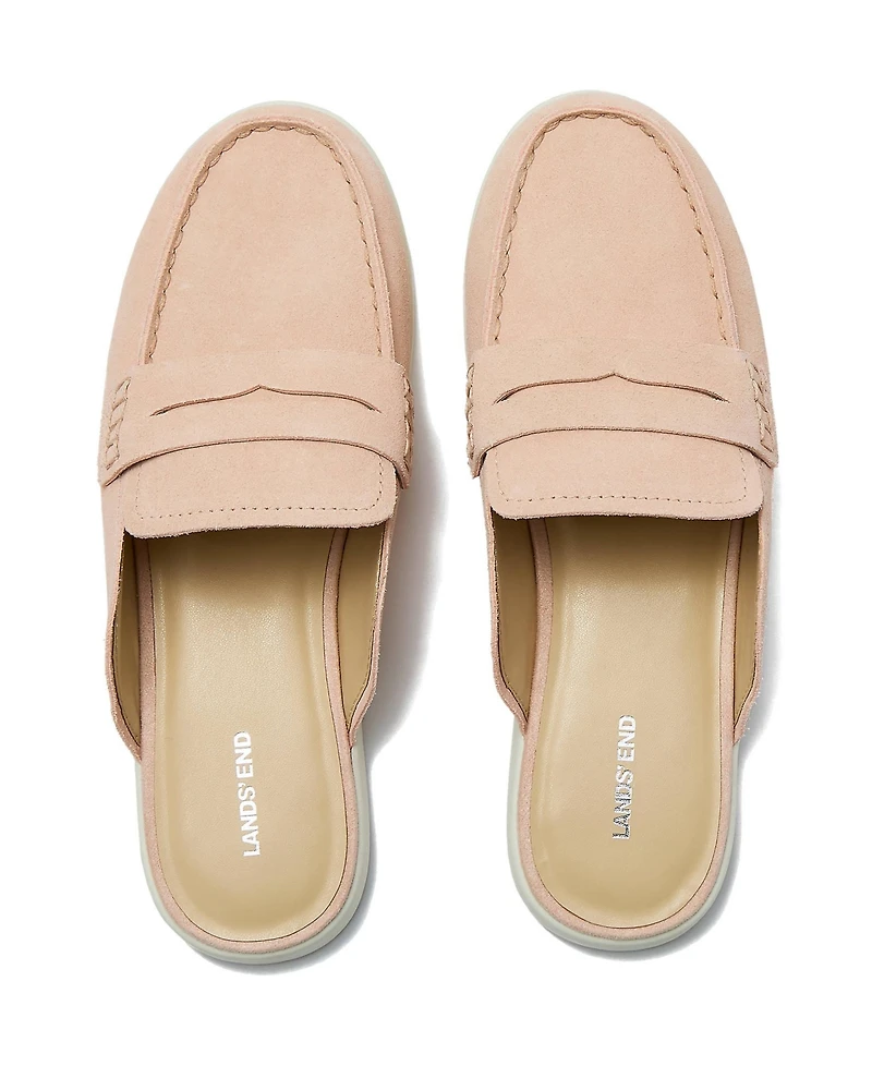 Lands' End Women's Comfort Slip On Suede Penny Loafer Mules