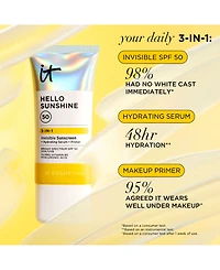 It Cosmetics Hello Sunshine Invisible Face Sunscreen Spf 50- Travel Size
