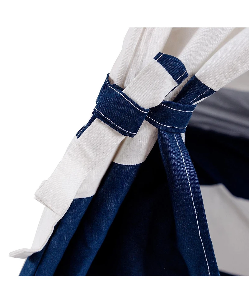 Mecale Indian Play Tent 5' Cotton Canvas Children Playhouse with Carry Bag Kids Teepee (Blue & White Stripe)