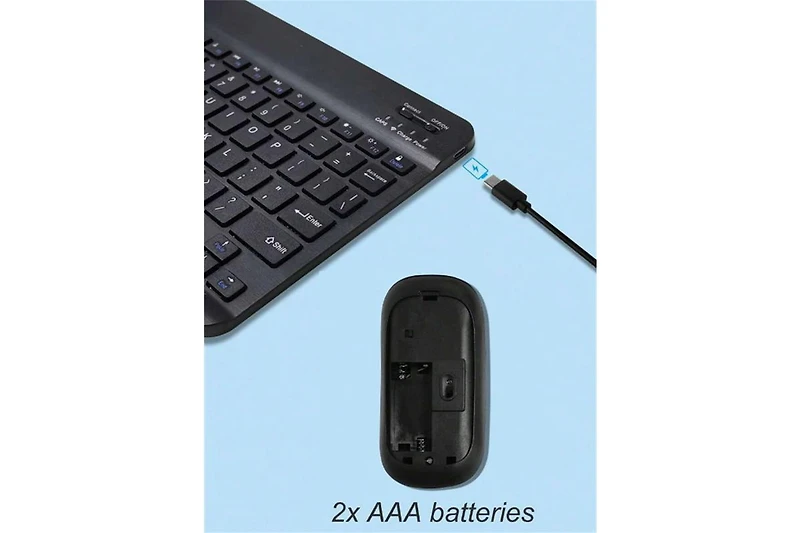 Ultra-Thin Portable Keyboard and Mouse Set - Bluetooth Keyboard and Wireless Matte Mouse with Laptop and Tablet, Three Systems Compatible