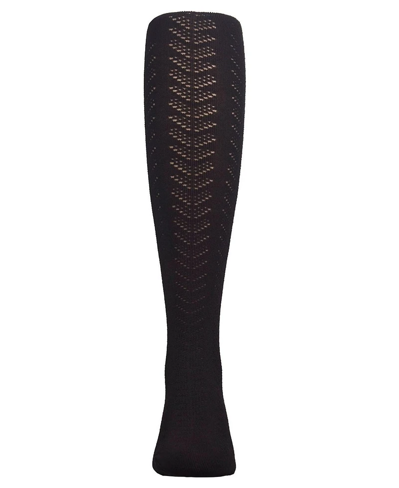 MeMoi Girls Multi-Chevron Drop-Stitch Textured Cotton Blend Sweater Tights