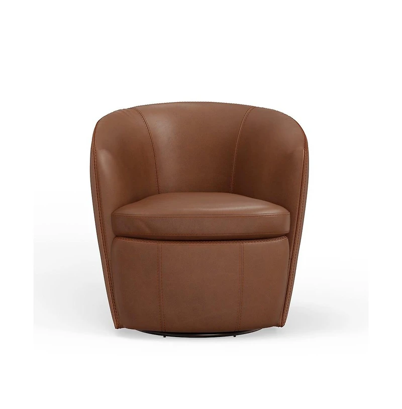 Parker Living Vintage Whiskey 100% Italian Leather Swivel Club Chair Two Pack