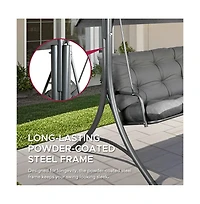 Sunjoy 3-Person Deluxe Outdoor Patio Garden Steel Frame Swing