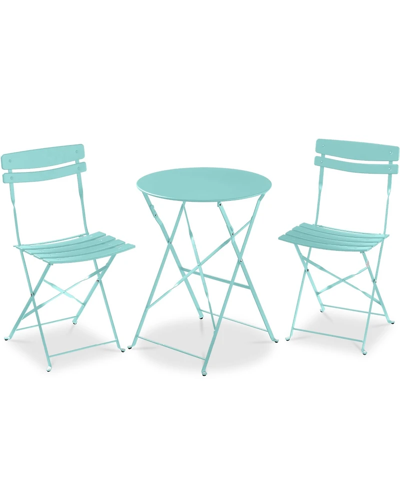 Best Choice Products 3-Piece Small Bistro Set, Folding Patio Furniture Set of 2 Chairs and Table