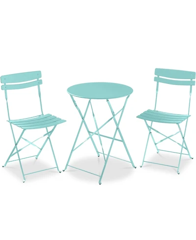 Best Choice Products 3-Piece Small Bistro Set, Folding Patio Furniture Set of 2 Chairs and Table