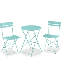 Best Choice Products 3-Piece Small Bistro Set, Folding Patio Furniture Set of 2 Chairs and Table