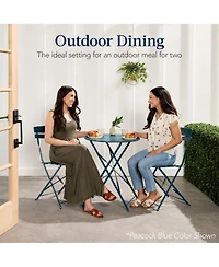 Best Choice Products 3-Piece Small Bistro Set, Folding Patio Furniture Set of 2 Chairs and Table
