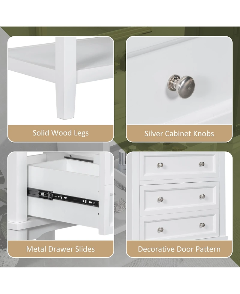 Bathroom Vanity Without Sink Base Only Solid Wood Frame Bathroom Storage Cabinet with Drawer White