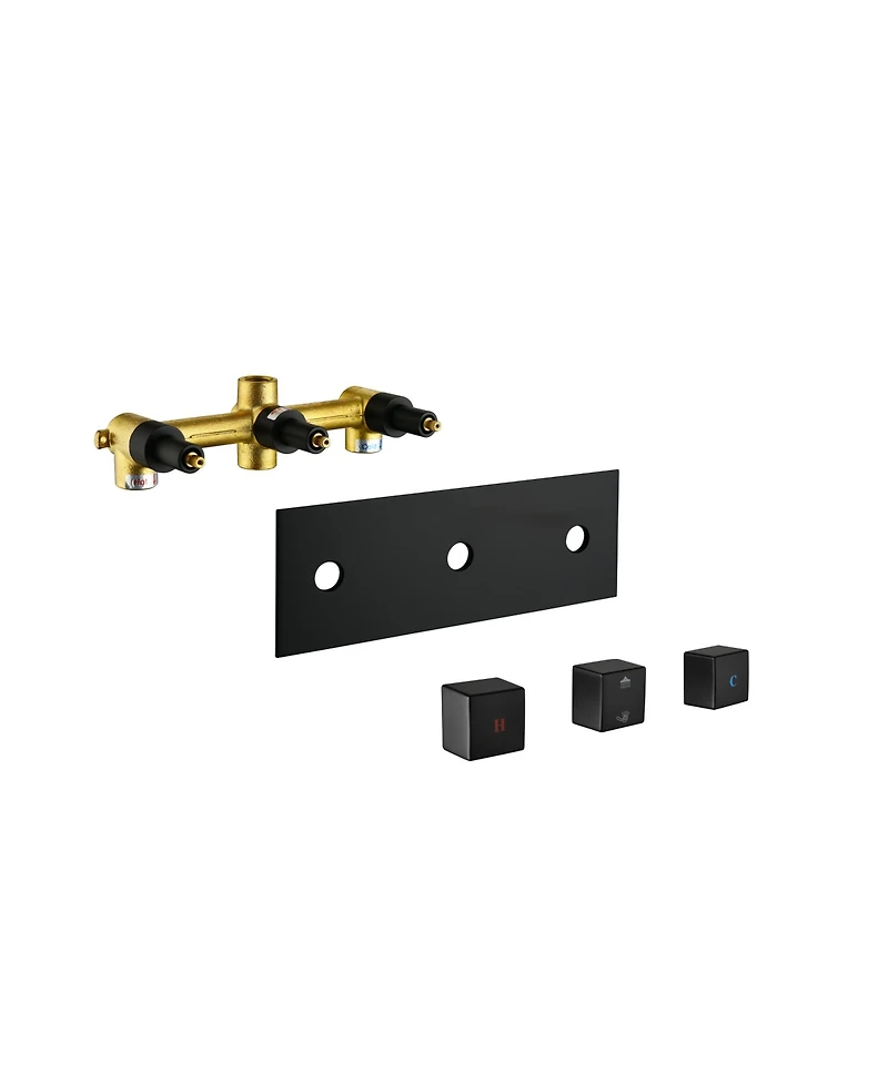 Rainsken Brass Matte Black Shower Faucet Set Shower System 10 Inch Rainfall Shower Head with Handheld Sprayer Bathroom Luxury Rain Mixer Combo Set