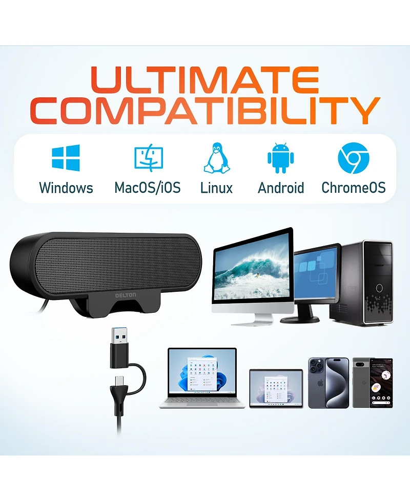 Delton P150 Clip-On Usb-a Type C Computer Adapter