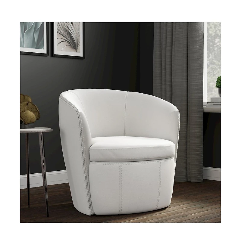 Parker Living Snow 100% Italian Leather Swivel Club Chair