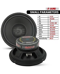 5 Core 8 Inch Woofer Pair 200W Car Subwoofer 4Ohm Replacement Deep Sub w Poly Cone
