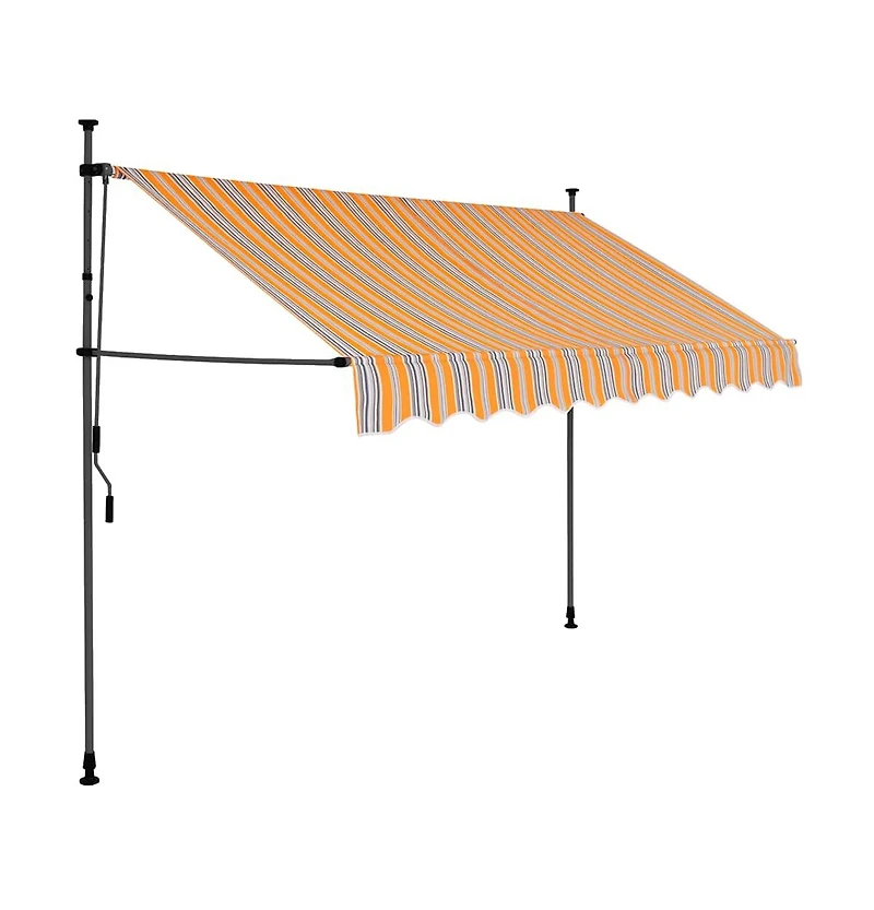 vidaXL Retractable Awning Yellow and Blue Polyester with Pu coating, Steel