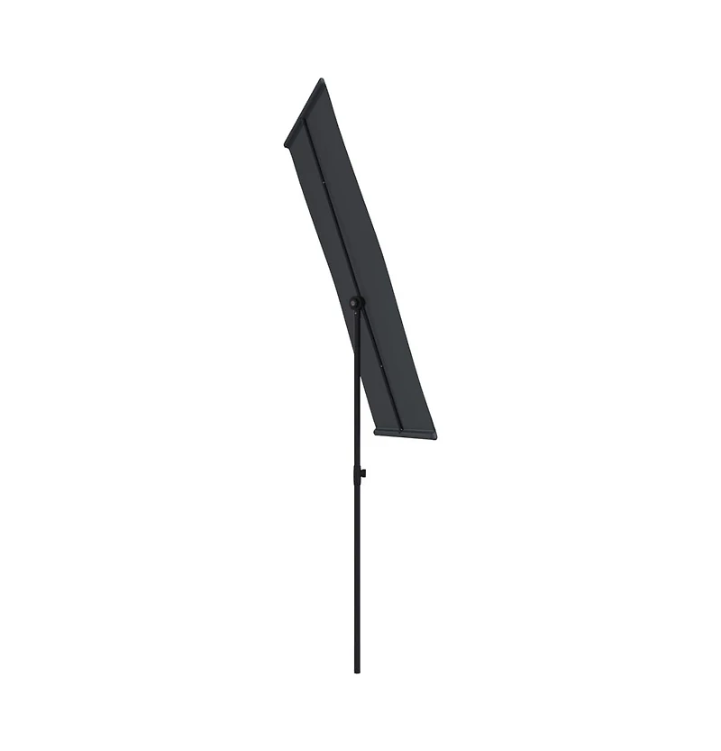 vidaXL Garden Parasol Black Polyester, Aluminum Medium Height-Adjustable