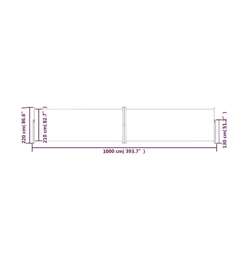 vidaXL Side Awning Black Polyester, Steel, Aluminum Large Retractable