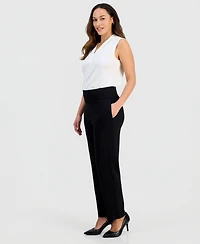 Jones New York Petite High-Rise Pull-On Straight-Leg Pants