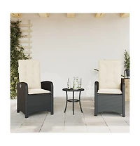 vidaXL Reclining Garden Chair Set of 2 Black