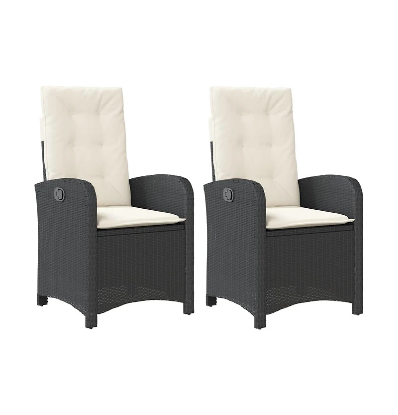 vidaXL Reclining Garden Chair Set of 2 Black