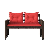 vidaXL 4 Piece Patio Sofa Set with Cushions Brown Poly Rattan Glass