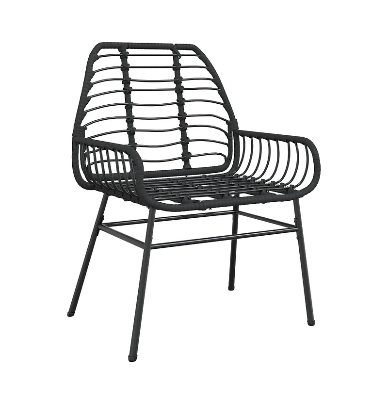 vidaXL Garden Chair Black Pe rattan, powder-coated steel Medium