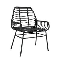 vidaXL Garden Chair Black Pe rattan, powder-coated steel Medium